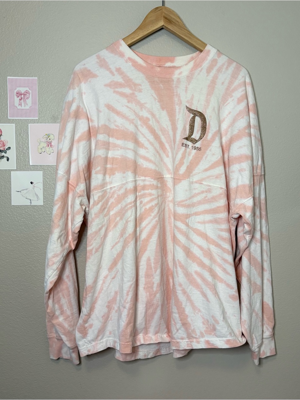 Disneyland resort world Spirit Jersey Unisex Large Pink Tie Dye Glitter Rose